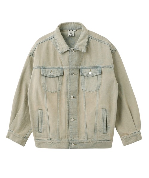 X-girl（エックスガール）の「CURSIVE LOGO DENIM JACKET（デニムジャケット・レディース・ピンク/ライトインディゴブルー・S/M）」の12枚目の写真