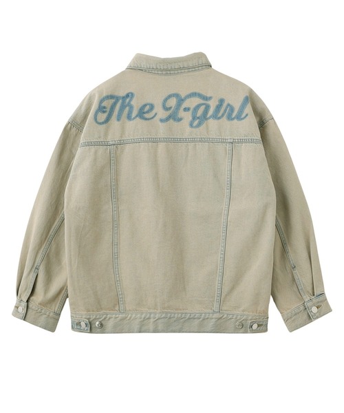 X-girl（エックスガール）の「CURSIVE LOGO DENIM JACKET（デニムジャケット・レディース・ピンク/ライトインディゴブルー・S/M）」の13枚目の写真