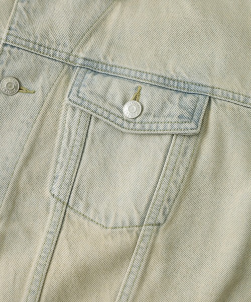 X-girl（エックスガール）の「CURSIVE LOGO DENIM JACKET（デニムジャケット・レディース・ピンク/ライトインディゴブルー・S/M）」の15枚目の写真