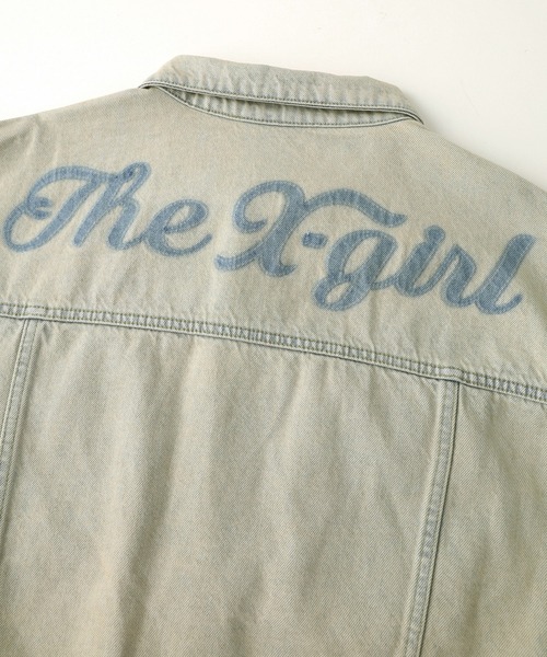 X-girl（エックスガール）の「CURSIVE LOGO DENIM JACKET（デニムジャケット・レディース・ピンク/ライトインディゴブルー・S/M）」の19枚目の写真