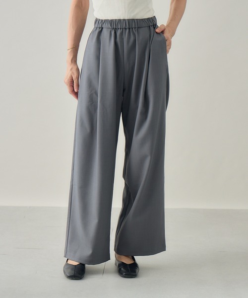 kuros'(クロス)の「【kuros'オリジナル】イージーワイドタックパンツ(スラックス・レディース・ブラック/グレー・SMALL/MEDIUM/LARGE)」の5枚目の写真