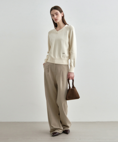 MONGDOL(モンドル)の「ウィンターver) ワンタックワイドスラックス ベージュ MDPT025FWBEIGE(スラックス・レディース・その他・SMALL/MEDIUM/LARGE)」の3枚目の写真