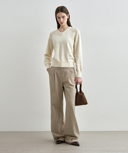 MONGDOL(モンドル)の「ウィンターver) ワンタックワイドスラックス ベージュ MDPT025FWBEIGE(スラックス・レディース・その他・SMALL/MEDIUM/LARGE)」の5枚目の写真