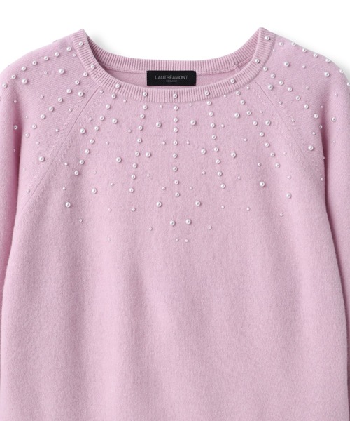 ロートレアモン デュクラス（LAUTREAMONT DE CLASSE）/袖パール付き 5分袖ニット セール】パール刺繍ニットプルオーバー（ニット/セーター