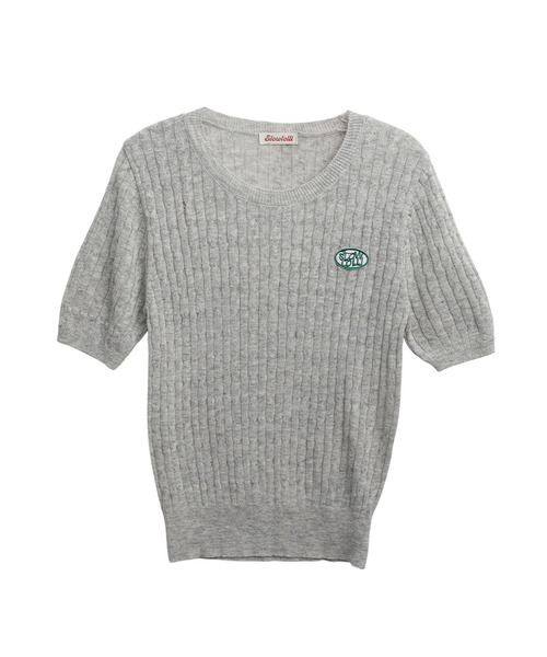 SLOWLOLLI(スローローリ)の「Half sleeve linen cable knit - Brown(Tシャツ/カットソー・レディース・オートミール/ミント/スカイブルー/ブラック/ネイビー/ブラウン/グレー/イエロー/アイボリー・FREE)」の4枚目の写真