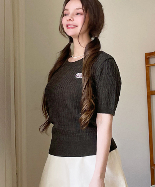 SLOWLOLLI(スローローリ)の「Half sleeve linen cable knit - Brown(Tシャツ/カットソー・レディース・オートミール/ミント/スカイブルー/ブラック/ネイビー/ブラウン/グレー/イエロー/アイボリー・FREE)」の11枚目の写真