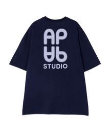 [オーバーサイズ]エイピエイピ13番手綿ラウンドネック半袖Tシャツ_ネイビー
