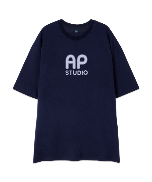 ASTRAL PROJECTION（アストラルプロジェクション）の「[オーバーサイズ]エイピエイピ13番手綿ラウンドネック半袖Tシャツ_ネイビー（Tシャツ/カットソー・メンズ・その他・LARGE/MEDIUM/X-LARGE/XX-LARGE）」の2枚目の写真