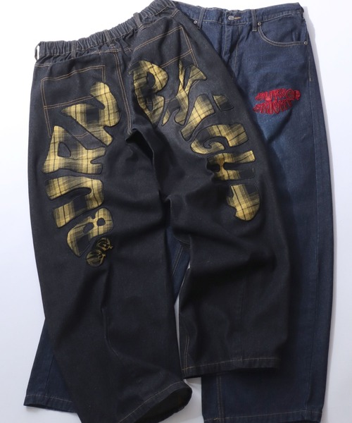 SITRY(シトリー)の「Plaid Pattern Motif Logo Barrel Leg Denim Pants/チェック柄 モチーフ ロゴ バレルレッグデニムパンツ ワイドデニムパンツ(デニムパンツ・メンズ・ブルー系その他/ブラック系その他2/ブルー系その他2/ブラック系その他/ブルー系その他3/ブラック系その他3・M/L)」の3枚目の写真