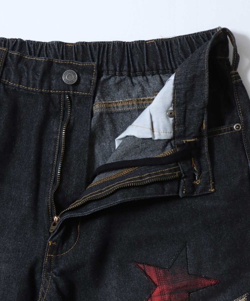 SITRY(シトリー)の「Plaid Pattern Motif Logo Barrel Leg Denim Pants/チェック柄 モチーフ ロゴ バレルレッグデニムパンツ ワイドデニムパンツ(デニムパンツ・メンズ・ブルー系その他/ブラック系その他2/ブルー系その他2/ブラック系その他/ブルー系その他3/ブラック系その他3・M/L)」の9枚目の写真