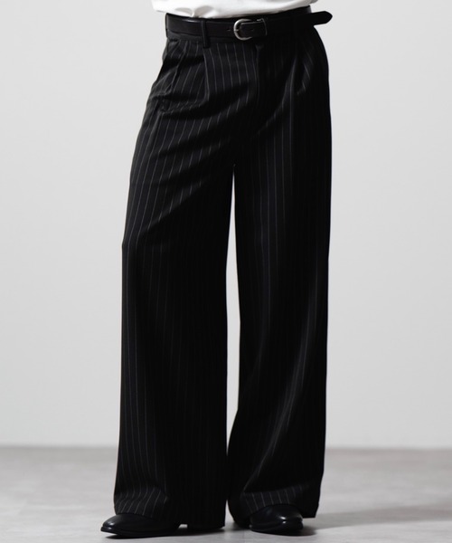 CLEL】Herringbone Prime TR Stripe 2Tuck Slacks / ヘリンボーン