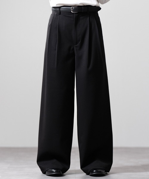 CLEL】Herringbone Prime TR Stripe 2Tuck Slacks / ヘリンボーン