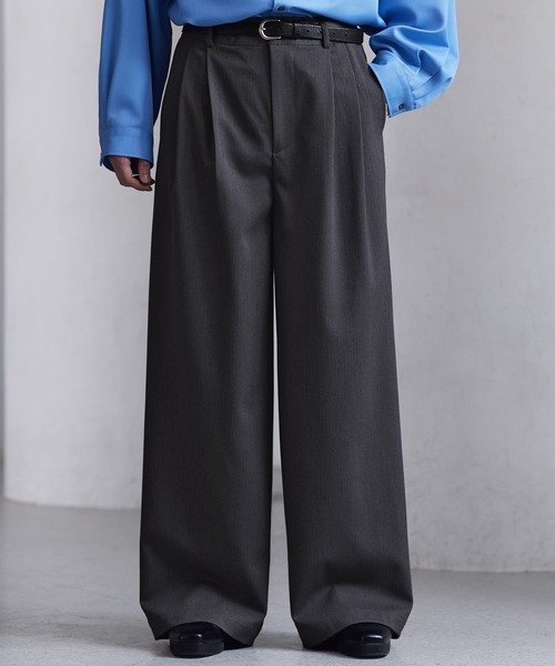 CLEL】Herringbone Prime TR Stripe 2Tuck Slacks / ヘリンボーン