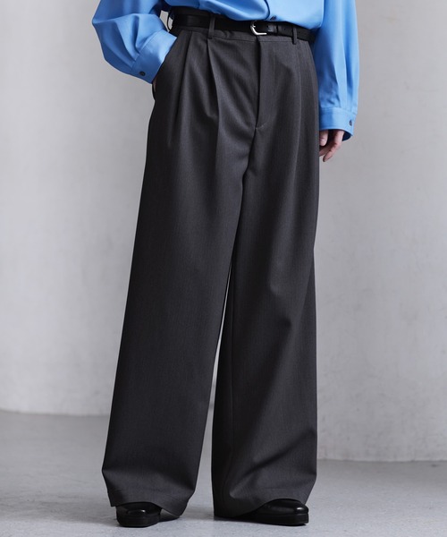 CLEL】Herringbone Prime TR Stripe 2Tuck Slacks / ヘリンボーン
