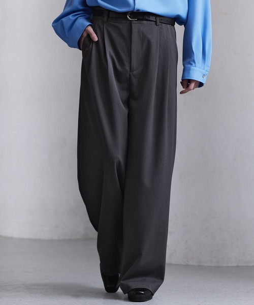 CLEL】Herringbone Prime TR Stripe 2Tuck Slacks / ヘリンボーン