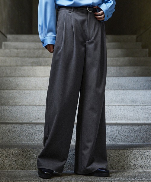 CLEL】Herringbone Prime TR Stripe 2Tuck Slacks / ヘリンボーン