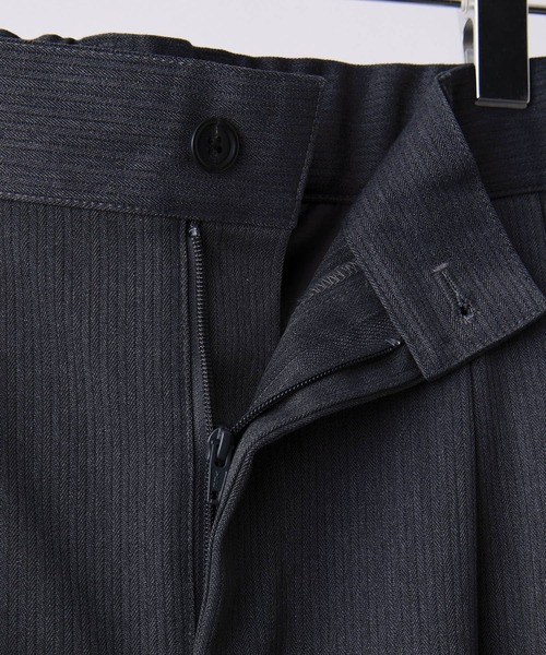CLEL】Herringbone Prime TR Stripe 2Tuck Slacks / ヘリンボーン