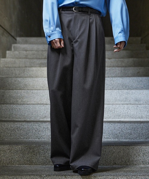 CLEL（クレイル）の「【CLEL】Herringbone Prime TR Stripe 2Tuck Slacks / ヘリンボーンプライムTR ストライプ2タックスラックス（スラックス・メンズ・ブラック/ブルー系/チャコールグレー・S/XS/L/M）」の12枚目の写真