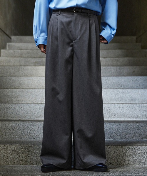 CLEL】Herringbone Prime TR Stripe 2Tuck Slacks / ヘリンボーン