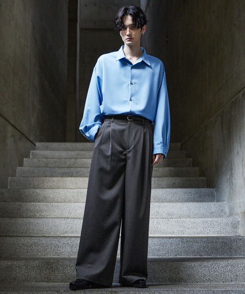 CLEL（クレイル）の「【CLEL】Herringbone Prime TR Stripe 2Tuck Slacks / ヘリンボーンプライムTR ストライプ2タックスラックス（スラックス・メンズ・ブラック/ブルー系/チャコールグレー・S/XS/L/M）」の16枚目の写真