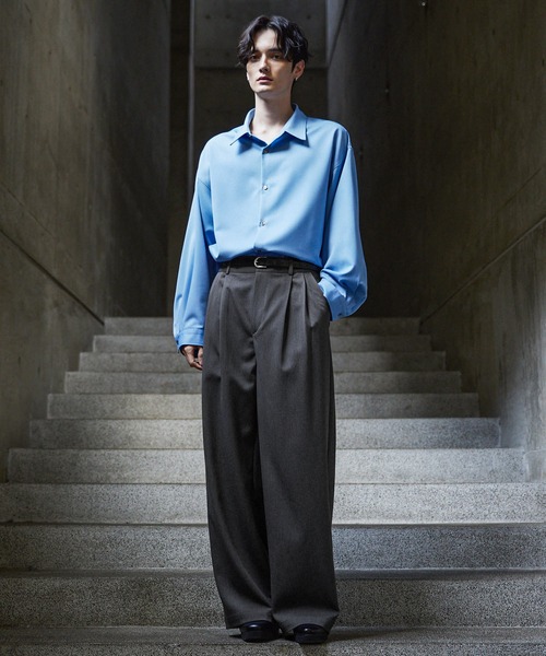 CLEL】Herringbone Prime TR Stripe 2Tuck Slacks / ヘリンボーン