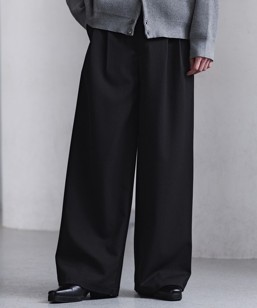 CLEL】Herringbone Prime TR Stripe 2Tuck Slacks / ヘリンボーン