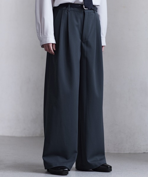 CLEL】Herringbone Prime TR Stripe 2Tuck Slacks / ヘリンボーン