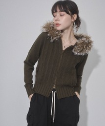 ENVYM | ファーケーブルニットパーカー(ニット/セーター)