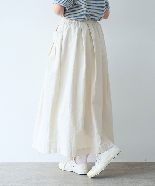 bulle de savon（ビュルデサボン）の「コットンダンプ タックポケットスカート（スカート・レディース・アイボリー・FREE）」の4枚目の写真