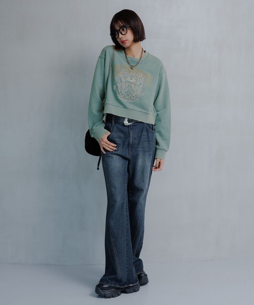 PAGEBOY（ページボーイ）の「【SHORT＆LONGの2サイズ展開】プレッピーカレッジスウェット（スウェット・レディース・グレー/チャコールグレー/モスグリーン・FREE/SMALL）」の21枚目の写真