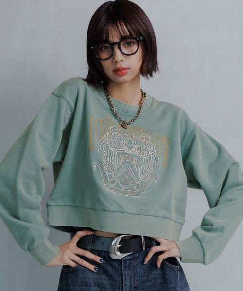 PAGEBOY（ページボーイ）の「【SHORT＆LONGの2サイズ展開】プレッピーカレッジスウェット（スウェット・レディース・グレー/チャコールグレー/モスグリーン・FREE/SMALL）」の19枚目の写真