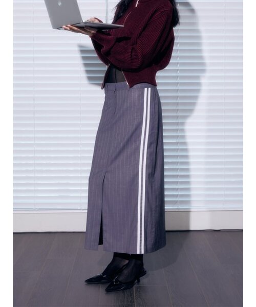 WHOLE PAPER(ホールペーパー)の「ツーラインロングスカート - グレー(スカート・レディース・グレー・SMALL/MEDIUM)」の1枚目の写真