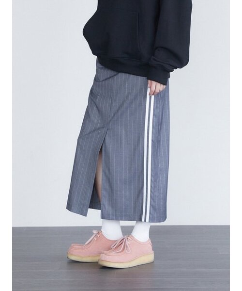 WHOLE PAPER(ホールペーパー)の「ツーラインロングスカート - グレー(スカート・レディース・グレー・SMALL/MEDIUM)」の4枚目の写真