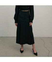 Pleats Long skirt (black)