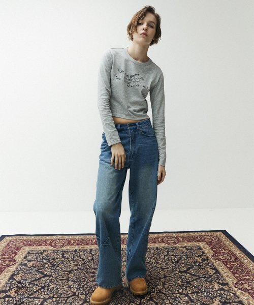 MAGOODGAN(メックウッドガン)の「ルディア 3654 レタリングスリムフィットメランジグレー クロップ長袖Tシャツ(Tシャツ/カットソー・レディース・その他・SMALL/MEDIUM)」の5枚目の写真