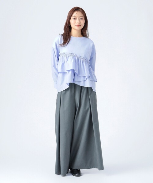 BEAMS HEART(ビームスハート)の「ペプラム ドッキング プルオーバー(Tシャツ/カットソー・レディース・オフホワイト/ブラック/サックスブルー・FREE)」の8枚目の写真