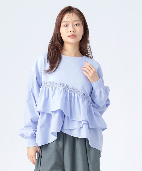 BEAMS HEART(ビームスハート)の「ペプラム ドッキング プルオーバー(Tシャツ/カットソー・レディース・オフホワイト/ブラック/サックスブルー・FREE)」の10枚目の写真