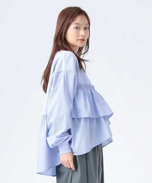 BEAMS HEART(ビームスハート)の「ペプラム ドッキング プルオーバー(Tシャツ/カットソー・レディース・オフホワイト/ブラック/サックスブルー・FREE)」の11枚目の写真
