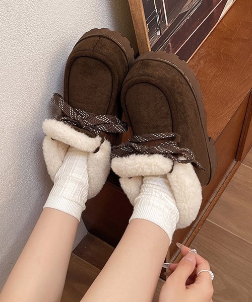 Miniministore(ミニミニストア)の「厚底ムートンブーツもこもこショートブーツ(ブーツ・レディース・ブラウン/ベージュ/ブラック/キャメル・M/S/L)」の17枚目の写真