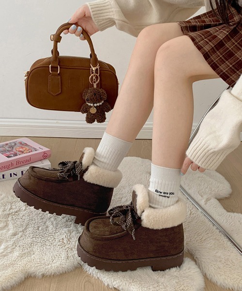 Miniministore(ミニミニストア)の「厚底ムートンブーツもこもこショートブーツ(ブーツ・レディース・ブラウン/ベージュ/ブラック/キャメル・M/S/L)」の19枚目の写真