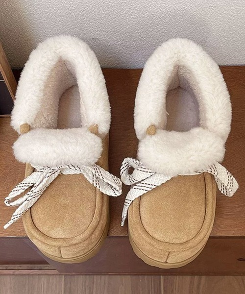 Miniministore(ミニミニストア)の「厚底ムートンブーツもこもこショートブーツ(ブーツ・レディース・ブラウン/ベージュ/ブラック/キャメル・M/S/L)」の14枚目の写真