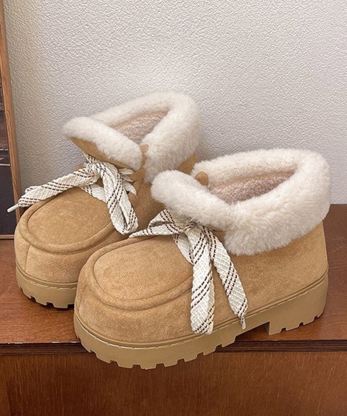 Miniministore(ミニミニストア)の「厚底ムートンブーツもこもこショートブーツ(ブーツ・レディース・ブラウン/ベージュ/ブラック/キャメル・M/S/L)」の15枚目の写真
