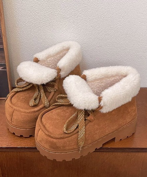 Miniministore(ミニミニストア)の「厚底ムートンブーツもこもこショートブーツ(ブーツ・レディース・ブラウン/ベージュ/ブラック/キャメル・M/S/L)」の5枚目の写真