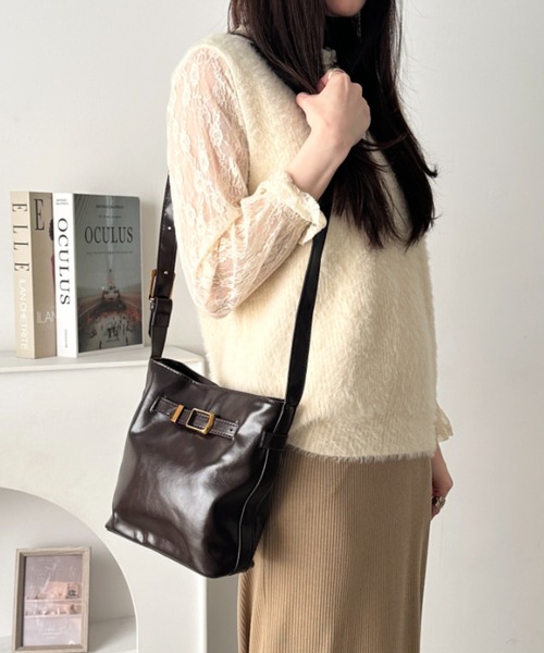 wears（ウェアーズ）の「コンパクトPUミニスクエアショルダーバッグ（ショルダーバッグ・レディース・ブラック/ブラウン・FREE）」の15枚目の写真