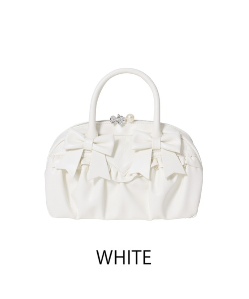 Fiorforte(フィオルフォルテ)の「lacy ribbon boston bag(ボストンバッグ・レディース・ホワイト/ピンク/ホワイト系その他・FREE)」の2枚目の写真