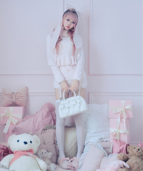 Fiorforte(フィオルフォルテ)の「lacy ribbon boston bag(ボストンバッグ・レディース・ホワイト/ピンク/ホワイト系その他・FREE)」の5枚目の写真