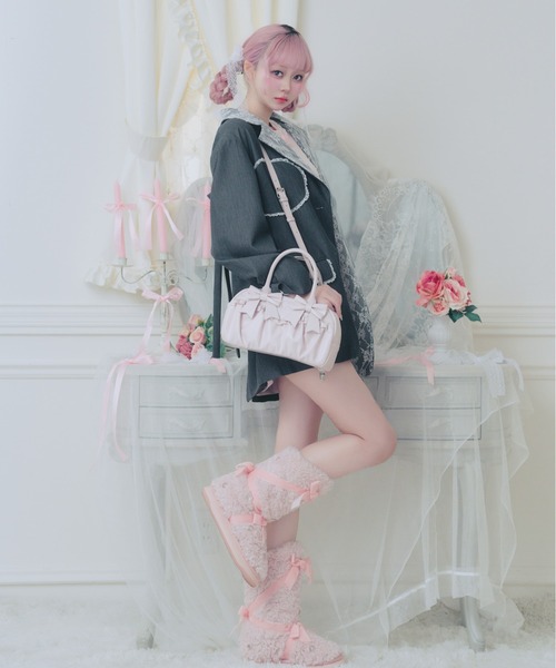 Fiorforte(フィオルフォルテ)の「lacy ribbon boston bag(ボストンバッグ・レディース・ホワイト/ピンク/ホワイト系その他・FREE)」の8枚目の写真