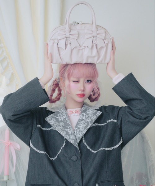Fiorforte(フィオルフォルテ)の「lacy ribbon boston bag(ボストンバッグ・レディース・ホワイト/ピンク/ホワイト系その他・FREE)」の7枚目の写真
