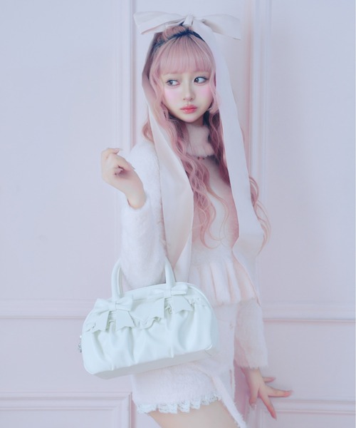 Fiorforte(フィオルフォルテ)の「lacy ribbon boston bag(ボストンバッグ・レディース・ホワイト/ピンク/ホワイト系その他・FREE)」の4枚目の写真
