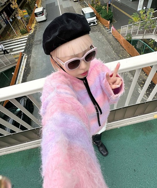 Alley Tokyo(アリートーキョー)の「ふっさふさシャギーボーダーニット(ニット/セーター・レディース・ミント/ピンク・FREE)」の9枚目の写真